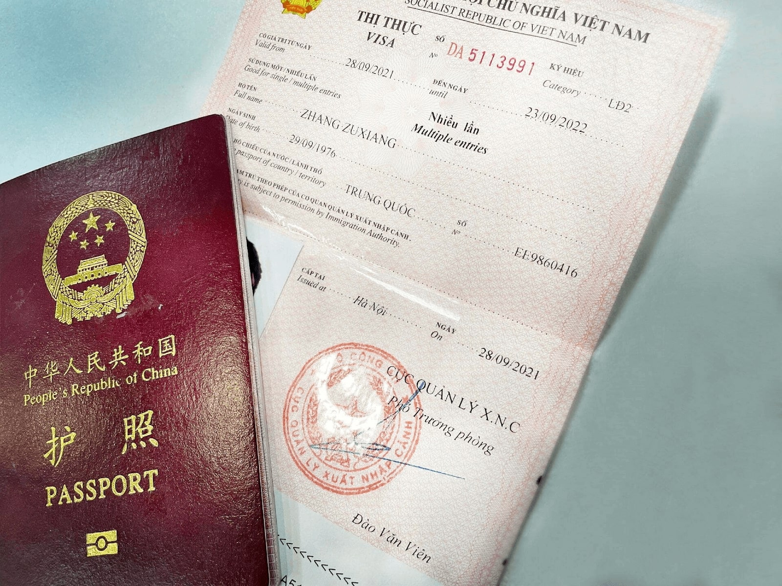 Hồ sơ xin visa Trung Quốc.