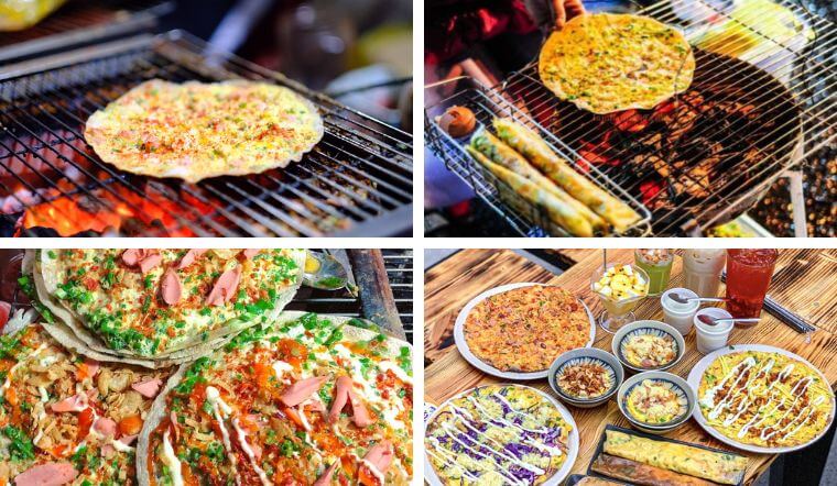 Thưởng thức bánh tráng nướng - món ăn bình dân tại Đà Lạt. 